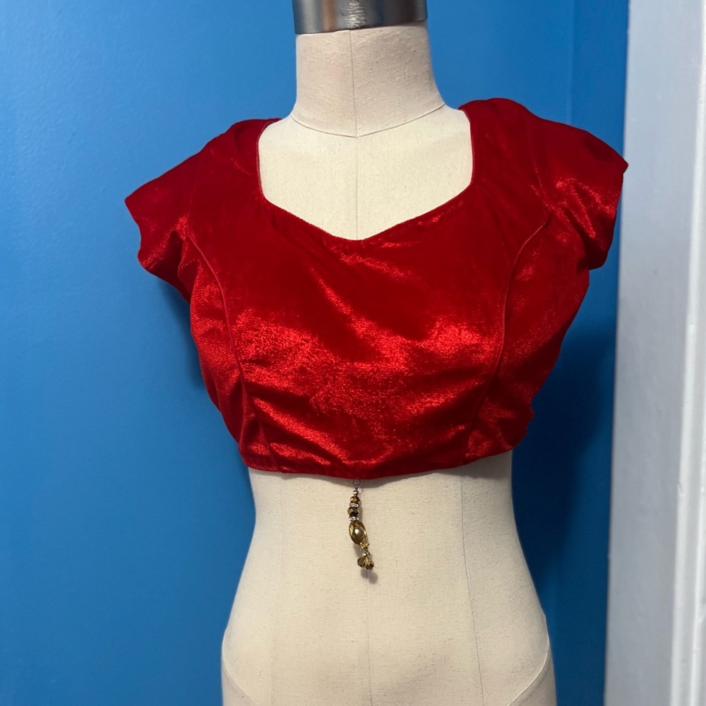 Red velvet cropped top